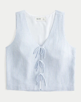 Easy Linen-Blend Tie-Front Vest