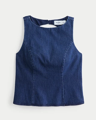 Open-Back Denim Blouse