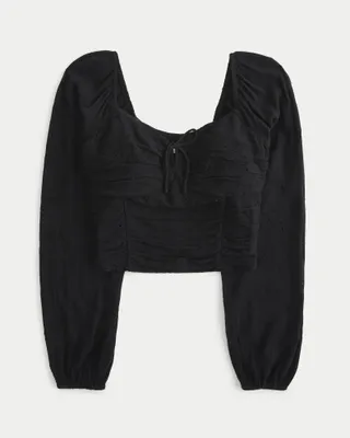 Long-Sleeve Ruched Waist Top