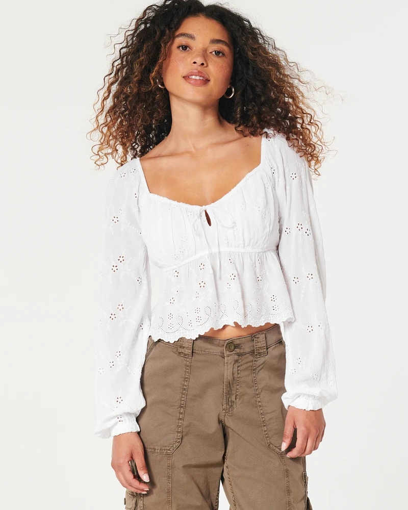 Easy Long-Sleeve Tie-Front Top