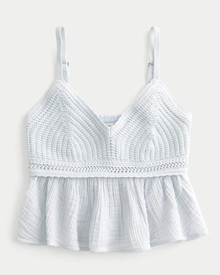 Easy Crochet-Style Gauze Babydoll Top