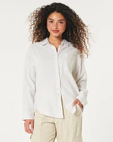 Oversized Linen-Blend Shirt