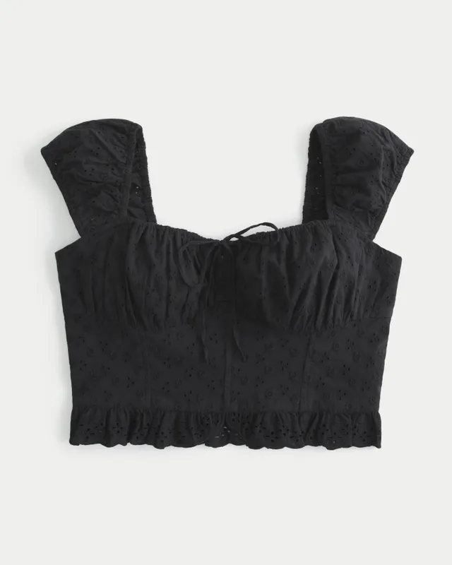 Gilly Hicks lace detail corset top in black