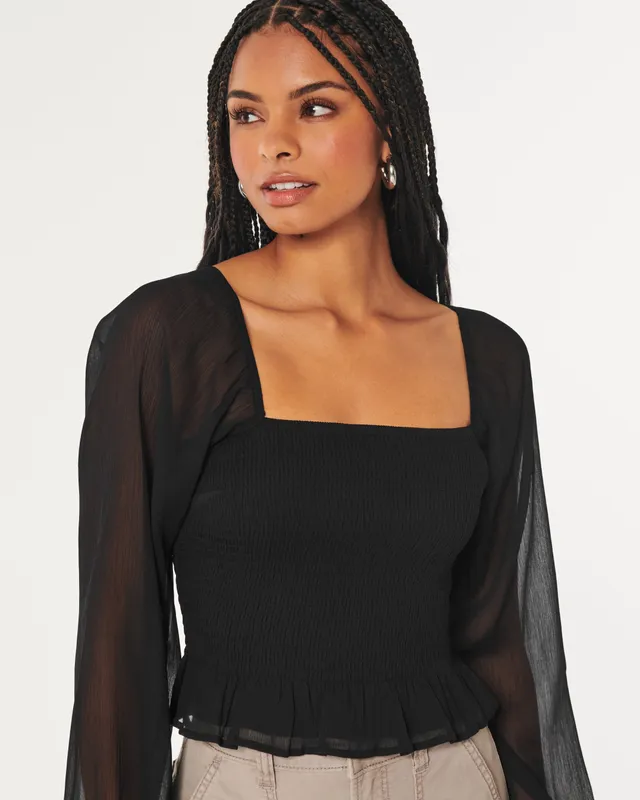 Jm Collection Plus Printed Chiffon-Sleeve Embellished-Neck Top, Created for  Macy's