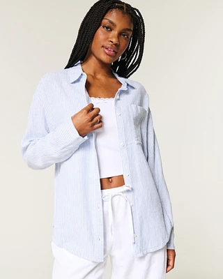 Oversized Linen-Blend Shirt