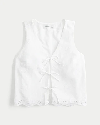 Easy Linen-Blend Tie-Front Vest