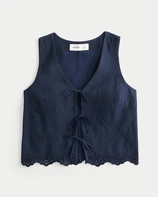 Easy Linen-Blend Tie-Front Vest