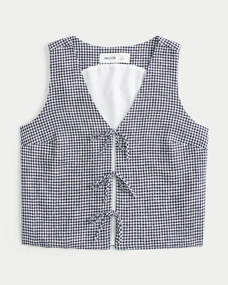 Easy Linen-Blend Tie-Front Vest