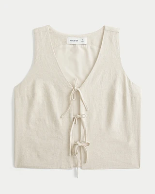 Easy Linen-Blend Tie-Front Vest