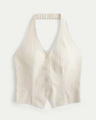 Linen-Blend Halter Vest