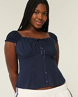 Off-the-Shoulder Pintuck Blouse