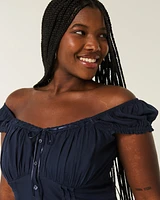 Off-the-Shoulder Pintuck Blouse