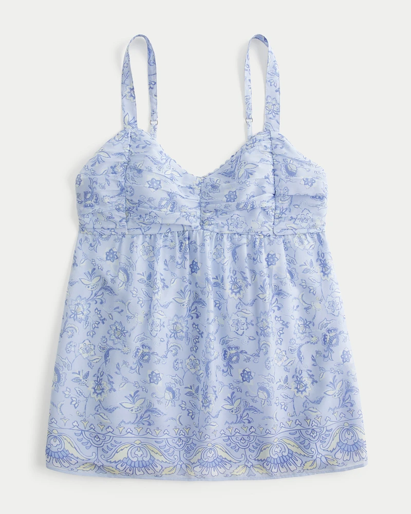 Easy Ruched Chiffon Babydoll Top