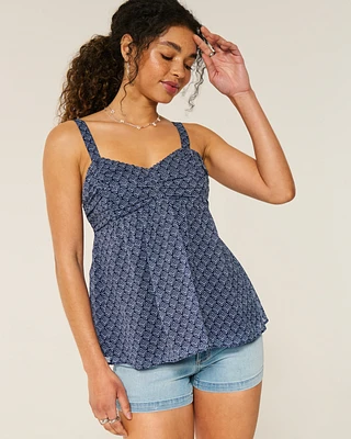 Easy Ruched Chiffon Babydoll Top