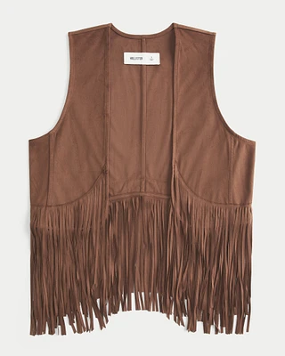 Easy Faux Suede Fringe Vest