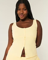 Linen Blend Button-Through Top