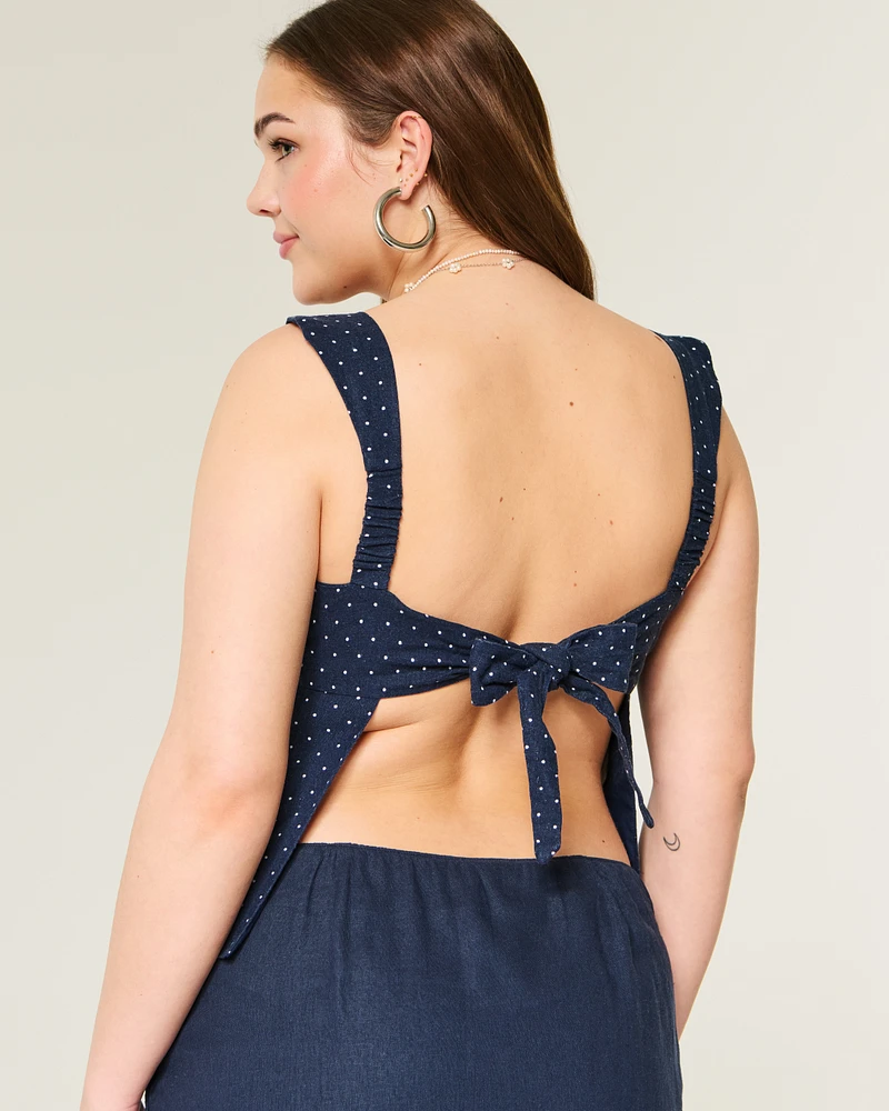 Linen-Blend Open-Back Top