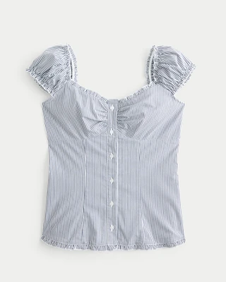 Ruffle Trim Poplin Blouse