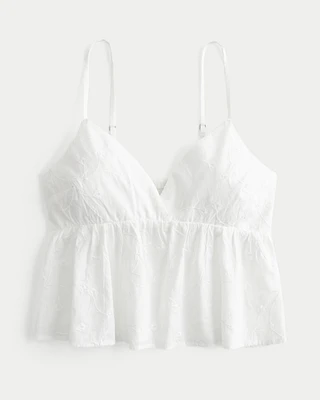 Easy Embroidered Shine Babydoll Top