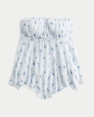 Strapless Handkerchief Hem Top
