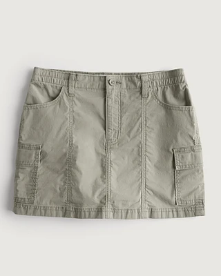 Poplin Cargo Mini Skirt