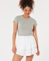 Ultra High-Rise Embroidered Tiered Skort