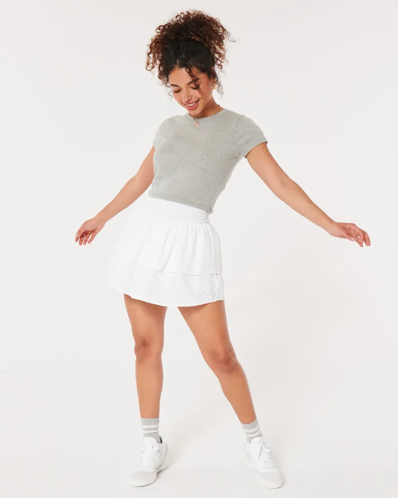 Ultra High-Rise Embroidered Tiered Skort