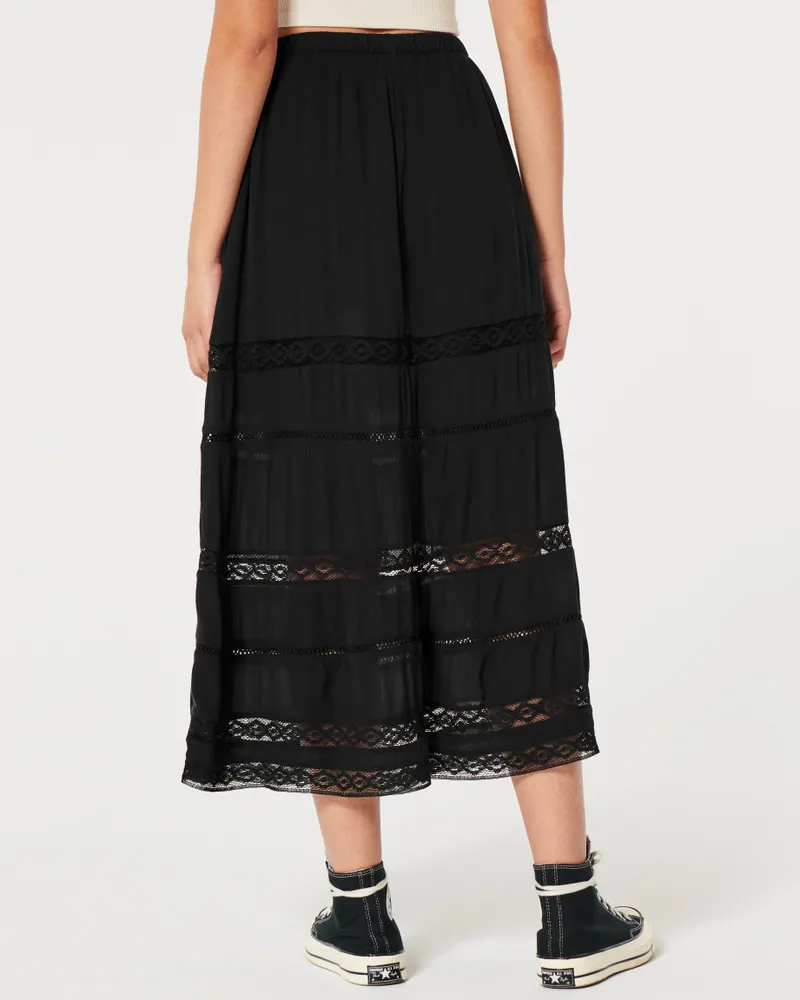 Lace-Detailed Maxi Skirt