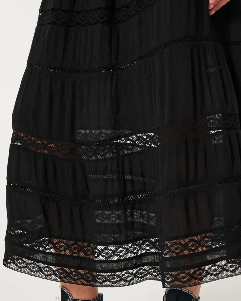 Lace-Detailed Maxi Skirt