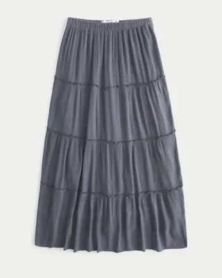 Adjustable Rise Crinkle Maxi Skirt