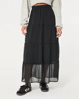 Ultra High-Rise Chiffon Maxi Skirt