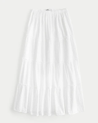 Tiered Eyelet Maxi Skirt