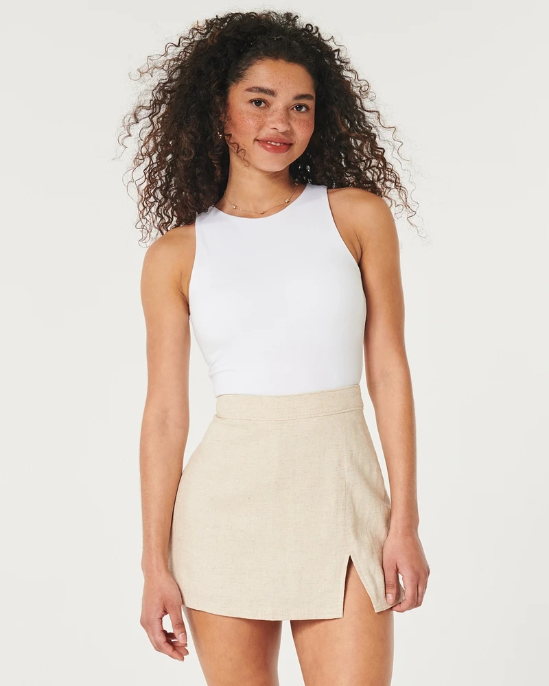 Linen-Blend Mini Skort