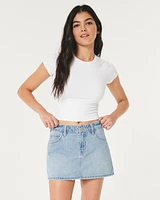 Mid-Rise Denim Mini Skirt