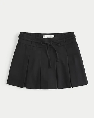 Mid-Rise Pleated Mini Skort