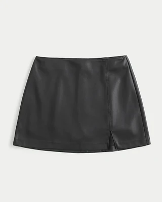 Vegan Leather A-Line Mini Skort