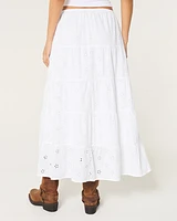 Tiered Eyelet Maxi Skirt