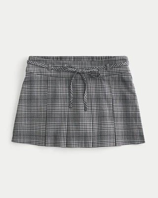 Mid-Rise Pleated Mini Skort