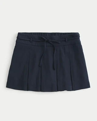 Mid-Rise Pleated Mini Skort