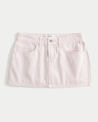 Low-Rise Pink Denim Mini Skort