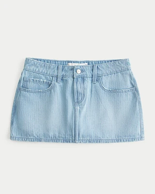Low-Rise Railroad Stripe Denim Mini Skort