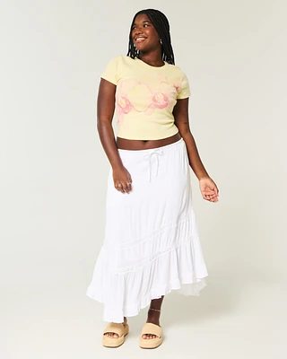 Asymmetrical Hem Maxi Skirt