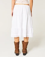 Embroidered Hem Midi Skirt