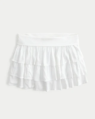 Foldover Waist Ruffled Mini Skort