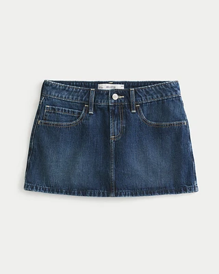 Low-Rise Dark Wash Denim Mini Skort