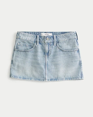 Light Wash Denim Mini Skort
