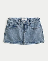 Curvy Low-Rise Medium Wash Denim Mini Skort
