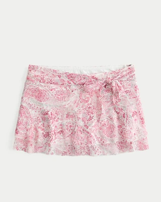 Tie-Waist Chiffon Mini Skort