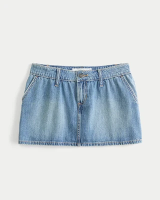 Low-Rise Denim Mini Skort