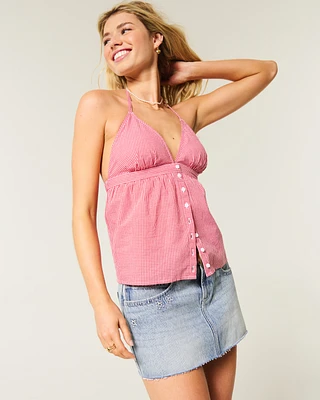 Low-Rise Star Embroidered Denim Mini Skort